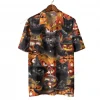 Witch Black Cat Halloween Hawaiian Shirt, Cat Lover Printed Aloha Beach Shirt, Spooky Pumpkin Pattern Clothing, Pet Lover Top, Halloween Gift
