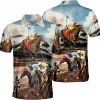 Horse Racing Button Down Hawaiian Shirt For Men, Horse Racer Summer Beach Shirt, Horse Jockey Hawaiian Style Shirt, Button Vintage Aloha Hawaii Shirt