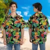 Beach Hula Girl Unisex Hawaiian Shirt, Tropical Beach Printed Aloha Beach Shirt, Music Party Lover Gift, Vintage Summer Clothing