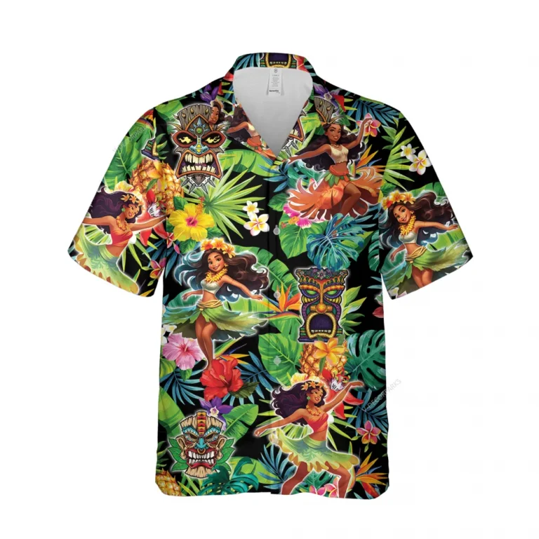 Beach Hula Girl Unisex Hawaiian Shirt, Tropical Beach Printed Aloha Beach Shirt, Music Party Lover Gift, Vintage Summer Clothing