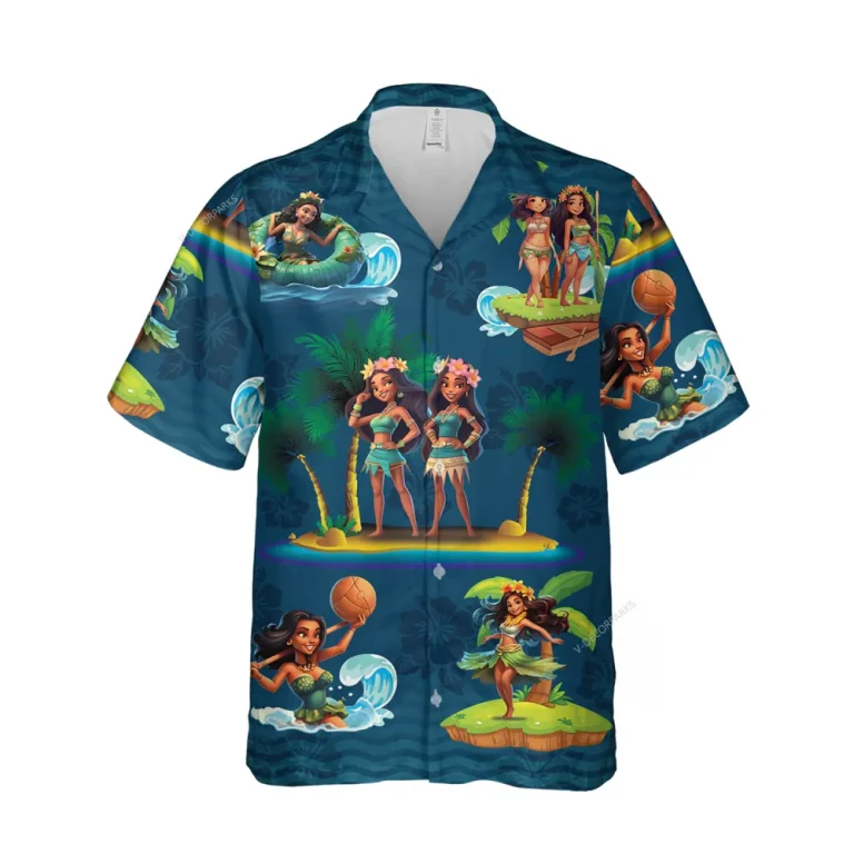 Hula Ladies Unisex Hawaii Shirt, Tropical Beach Night Printed Aloha Beach Shirt, Swimming In Summer Clothing, Floral Patterned Clothing