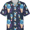 Blueberry Ice Cream Hawaiian Shirt For Men Women, Ice Cream Casual Button Down Shirt, Sweet Foot Short Sleeve Shirt, Summer Beach Shirt, Aloha Shirt