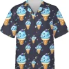 Blueberry Ice Cream Hawaiian Shirt For Men Women, Summer Casual Button Down Hawaiian Shirt, Ice Cream Aloha Beach Shirt, Hawaiian Style Shirt