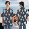 Blueberry Ice Cream Hawaiian Shirt For Men Women, Summer Casual Button Down Hawaiian Shirt, Ice Cream Aloha Beach Shirt, Hawaiian Style Shirt