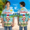 Christmas In July Unisex Hawaiian Shirt, Tropical Aloha Button Down Shirt, Santa Icecream Pattern Clothing, Funny Xmas Gift, Summer Vacation Shirt