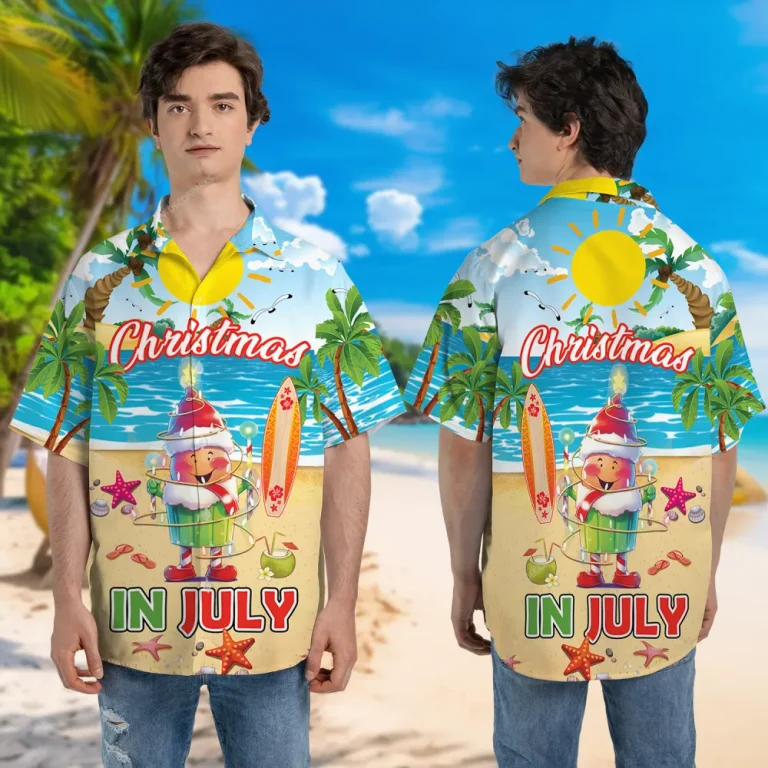 Christmas In July Cupcake Santa Hawaii Shirt, Enjoy Summer Beach Aloha Button Down Short Sleeves, Xmas Party Shirt, Summer Vibes Clothing