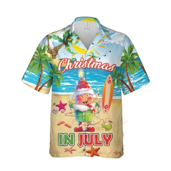 Christmas In July Cupcake Santa Hawaii Shirt, Enjoy Summer Beach Aloha Button Down Short Sleeves, Xmas Party Shirt, Summer Vibes Clothing