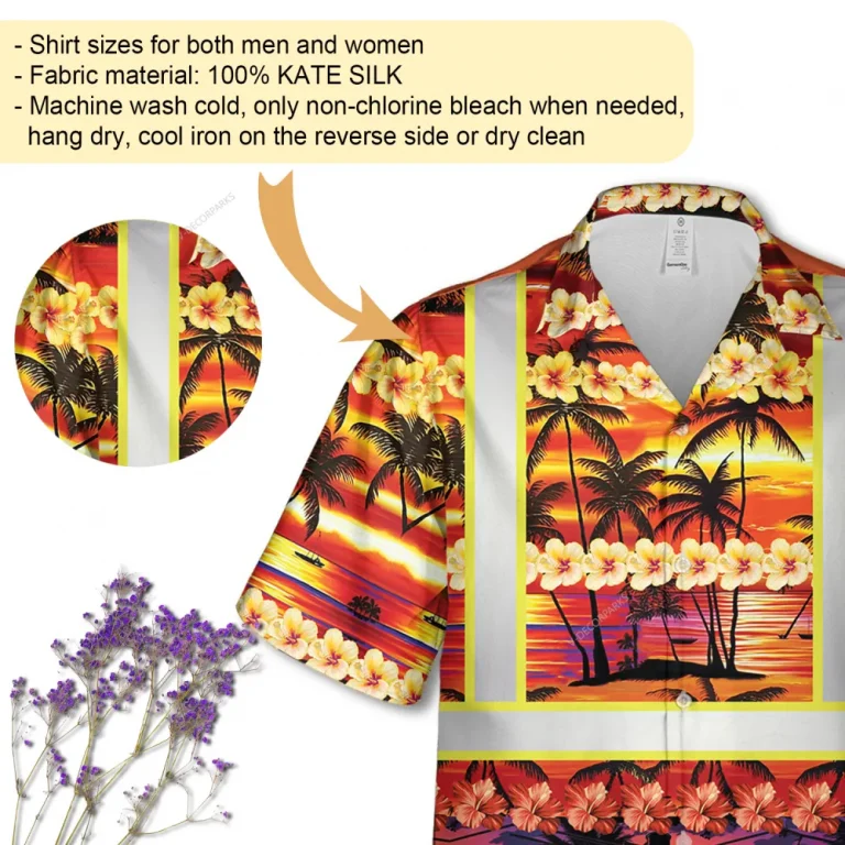 Lineman Unisex Hawaiian Shirt, Tropical Hibiscus Shirt, Sunset Patterned Shirt, Beach Vibes Aloha Clothing, Line Worker Shirt