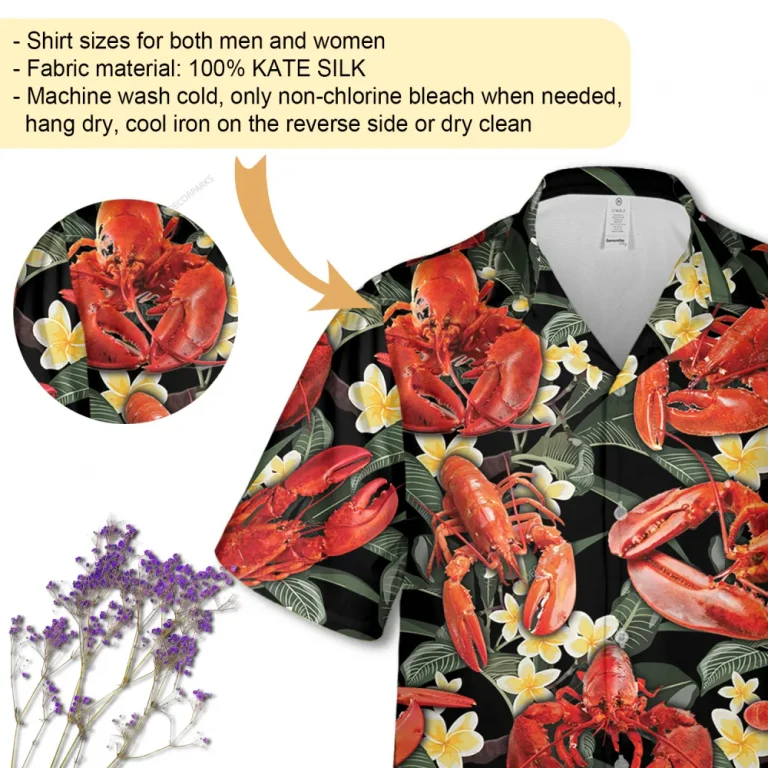 Baby Lobster Unisex Hawaiian Shirt, Floral Printed Shirt, Seafood Lover Aloha Button Down Shirt, Summer Beach Clothing, Family Matching Shirt