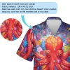 Floral Octopus Unisex Hawaiian Shirt, Ocean Animal Printed Aloha Button Down Shirt, Octopus Lover Gift, Summer Beach Shirt For Men Women