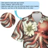 Vintage Octopus Unisex Hawaiian Shirt, Summer Party Aloha Button Down Shirt, Retro Beach Shirt, Ocean Animal Short Sleeve Hawaii Shirt