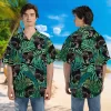 Black Jaguar Tropical Pattern Hawaiian Shirts For Men, Panther Tropical Beach Shirt, Button Vintage Aloha Hawaii Shirt, Summer Beach Shirt