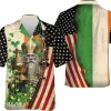 Apostle Of Ireland Hawaiian Shirt For Men, Patrick's Day Shamrock Hawaiian Shirt, American Flag Pattern Button Down Mens Hawaiian Shirts Short Sleeve