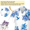 Blue Bird Unisex Hawaiian Shirt, Cool Flower Aloha Button Down Shirt, Natural Printed Clothing, White Background 3d Shirt, Thankful Gift
