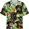 Pirate Cat Hawaiian Shirts For Men, Tropical Leaves Pineapple Pattern Shirts, Funny Cat Hawaiian Shirts, Summer Casual Button Down Unisex Luau Shirts