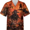 Samurai Battlefield Hawaiian Shirts For Men, Japanese Samurai On Horseback Hawaiian Button Down Short Sleeve Shirts, Gift For Men, Summer Aloha Shirt