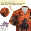 Samurai Battlefield Hawaiian Shirts For Men, Japanese Samurai On Horseback Hawaiian Button Down Short Sleeve Shirts, Gift For Men, Summer Aloha Shirt