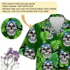 Smiling Pilot Skull Unisex Hawaiian Shirt, Tropical Leaves Aloha Button Down Shirt, Pilot Gift, Summer Beach Shirt, Funny Hawaii Shirt