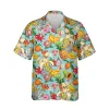 Tropical Fruit Hawaii Shirt For Men Women, Metacarpal Printed Short-sleeve, Floral Unisex Aloha Shirt, Vibrant Summer Clothing, Casual Wear