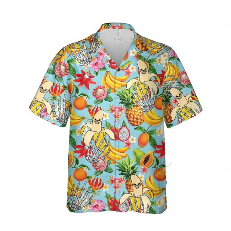 Tropical Fruit Hawaii Shirt For Men Women, Metacarpal Printed Short-sleeve, Floral Unisex Aloha Shirt, Vibrant Summer Clothing, Casual Wear