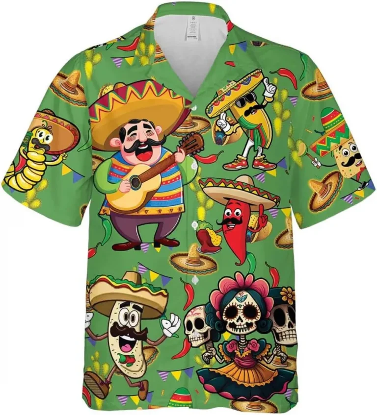 Mexico Hawaiian Shirts For Men, Mexican Cinco De Mayo Sombrero Hawaiian Shirts, Mexican Button Down Mens Hawaiian Shirts Short Sleeve, Aloha Shirts