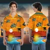 Camouflage Helicopter Summer Sunset Hawaiian Shirt For Men, Camo Chopper Casual Button Down Shirt, Summer Beach Shirt, Hawaiian Style Shirts