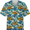 School Bus And Tropical Pattern Hawaiian Shirt, Bus Driver Tropical Beach Shirt, Back To School, Hawaiian Casual Button Down Shirt, Aloha Summer Shirt