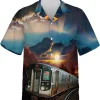 Metro Subway Hawaiian Shirt For Men Women, Vintage Casual Button Down Hawaiian Shirt, Short Sleeve Summer Beach Shirt, Hawaiian Aloha Shirt