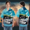 Pontoon Boat On The Lake Hawaiian Shirt For Men Women, Casual Button Down Shirt, Summer Vacation Hawaiian Shirt, Family Aloha Shirts