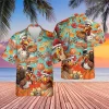 Men's Cute Turkey Hawaiian Shirts - Thanksgiving Day Button Down Mens Hawaiian Shirts Short Sleeve
