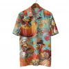 Happy Thanksgiving Unisex Hawaiian Shirt, Gobblers And Pumpkins Printed Shirt, Thanksgiving Foods Aloha Button Down Shirt, Fall Vibes Clothing