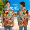 Thanksgiving Chicken Unisex Hawaiian Shirt, Turkey And Hen Printed Shirt, Poultry Lover Aloha Button Down Shirt, Summer Beach Clothing