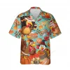 Thanksgiving Chicken Unisex Hawaiian Shirt, Turkey And Hen Printed Shirt, Poultry Lover Aloha Button Down Shirt, Summer Beach Clothing