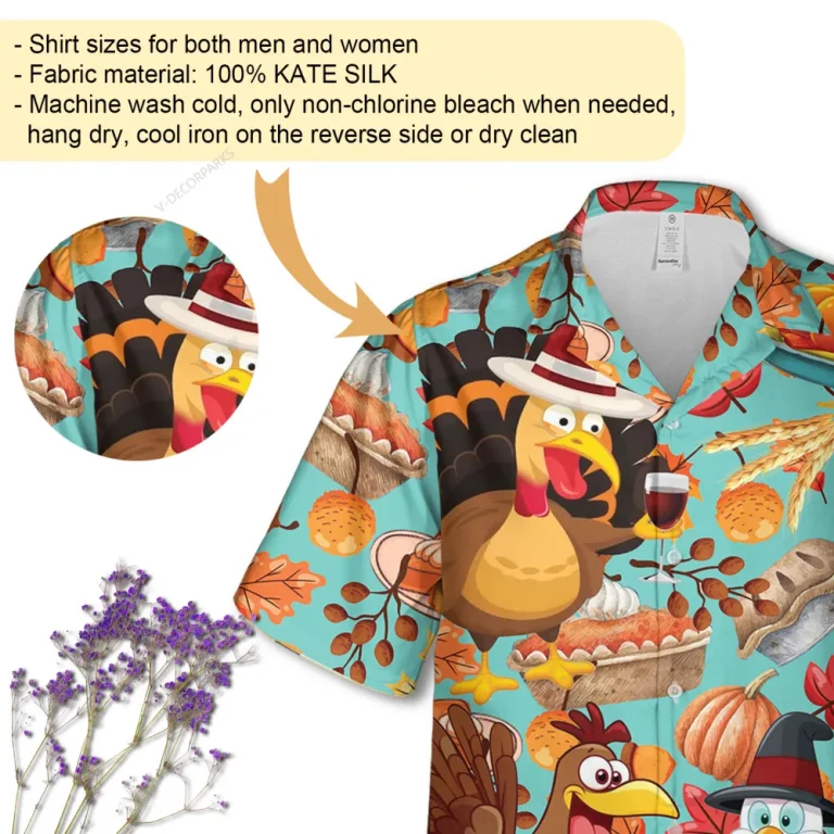 Thanksgiving Chicken Unisex Hawaiian Shirt, Turkey And Hen Printed Shirt, Poultry Lover Aloha Button Down Shirt, Summer Beach Clothing
