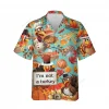 Thanksgiving Cuisine Unisex Hawaiian Shirt, Turkey Chef Printed Shirt, Sweet Cakes Aloha Button Down Shirt, Fall Leaves Printed Clothing