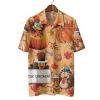 Humorous Drunk Turkey Unisex Hawaiian Shirt, Thanksgiving Aloha Button Down Shirt, Animated Chicken Printed Clothing, Vintage Shirt, Family Gift