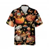 Chef Turkey Unisex Hawaiian Shirt, Thanksgiving Dishes Aloha Button Down Shirt, Roasted Chicken Printed Clothing, Vintage Crop Shirt, Family Gift