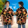 Men's Happy Thanksgiving Hawaiian Shirts - Turkey Print Button Down Mens Hawaiian Shirts Short Sleeve