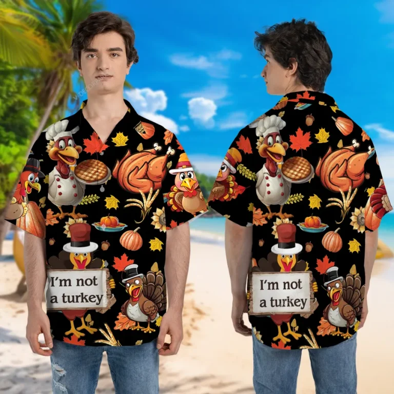 Roasted Turkey Unisex Hawaiian Shirt, Thanksgiving Chicken Aloha Button Down Shirt, Fall Vibes Printed Clothing, Vintage Shirt, Family Gift