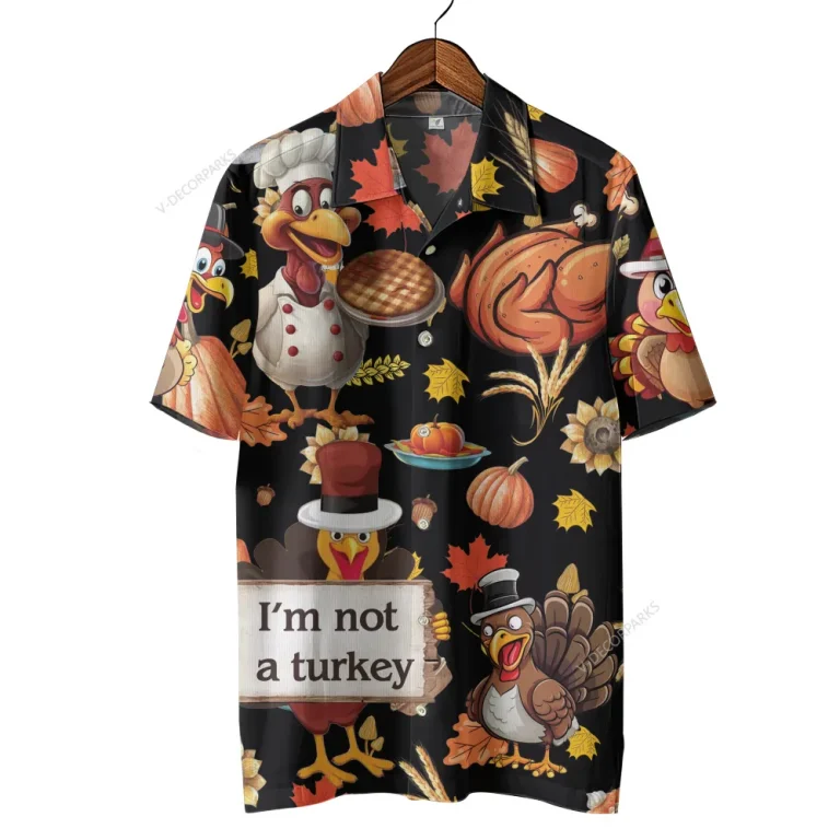 Roasted Turkey Unisex Hawaiian Shirt, Thanksgiving Chicken Aloha Button Down Shirt, Fall Vibes Printed Clothing, Vintage Shirt, Family Gift