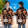 Thanksgiving Turkey Party Unisex Hawaiian Shirt, Celebration Food Printed Shirt, Sweet Pumpkin Aloha Button Down Shirt, Fall Leaves Pattern Clothing