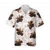 Thanksgiving Rooster Unisex Hawaiian Shirt, Motorbike Printed Shirt, Rider Aloha Button Down Shirt, Fall Vibes Printed Clothing