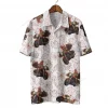 Thanksgiving Rooster Unisex Hawaiian Shirt, Motorbike Printed Shirt, Rider Aloha Button Down Shirt, Fall Vibes Printed Clothing