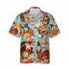 Turkey Thanksgiving Day Shirt For Men Women, Pumpkin Pattern Unisex Hawaiian Shirt, Animal Button Down Shirt, Family Matching Wear