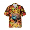 Gobble Gobble Y'all Thanksgiving Unisex Hawaiian Shirt, Maple Tree Aloha Button Down Shirt, Bird Printed Clothing, Vintage Shirt, Thankful Gift
