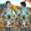 Thanksgiving Hula Turkey Unisex Hawaiian Shirt, Tropical Beach Aloha Button Down Shirt, Summer Family Matching Clothing, Relaxed Fit
