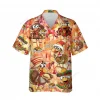Thanksgiving Turkey Chef Unisex Hawaiian Shirt, Mexican Taco Hat Printed Shirt, Poultry Lover Aloha Button Down Shirt, Animated 3d Clothing