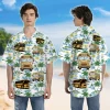 Big Trailer 3d Printed Unisex Hawaiian Shirt, Watercolor Island Aloha Button Down Shirt For Men And Women, Container Pattern Clothing, Summer Wear