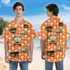 Palm Tree Silhouette Unisex Hawaii Shirt, Schoolbus Sign Aloha Beach Shirt, Tropical Tree Printed Clothing, Sea Trip Button Down Short Sleeve