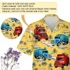 Container Truck Yellow Unisex Hawaii Shirt, Big Vehicles Aloha Button Down Shirt, Tropical Island Printed Clothing, Casual Shirt For Everyone